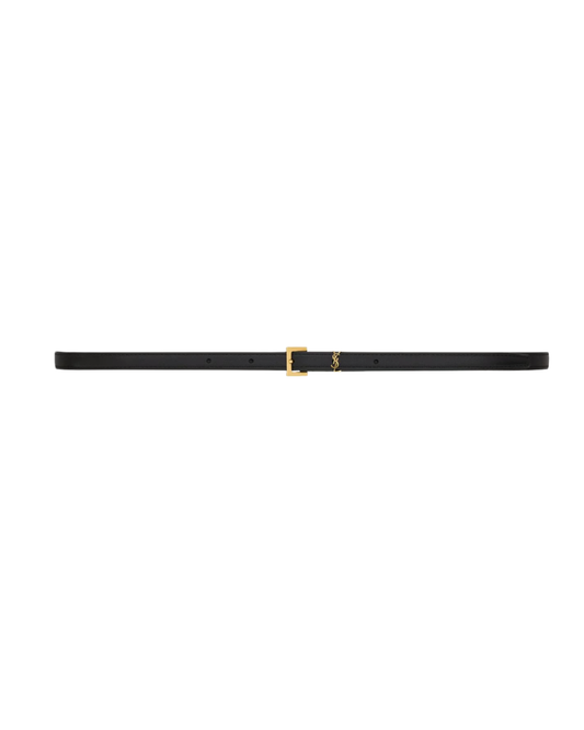 Black YSL Cassandre Fine Belt in smooth leather