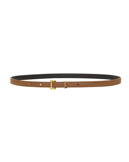 Camel YSL Cassandre Fine Belt in smooth leather