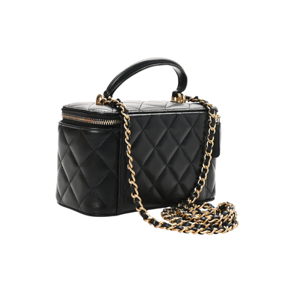 Lambskin Quilted Small Top Handle Vanity Case